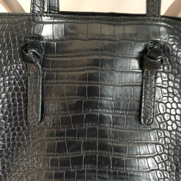 🌻3/25$ Zara large faux croc-embossed tote bag dark green - Picture 3 of 14